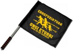Zum/zur  Fahne / Flagge (ca. 40x35cm) "Errefuxiatuak Ongi Etorri" für 15,00 € gehen.