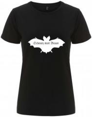 Zum tailliertes Fairtrade T-Shirt "Fledermaus - schwarz statt braun" für 18,10 € gehen.