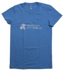 Zum tailliertes T-Shirt "Freundschaft statt Vaterland" für 19,50 € gehen.