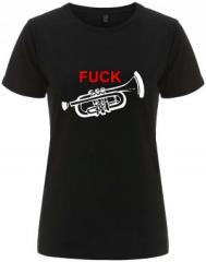 Zum tailliertes Fairtrade T-Shirt "Fuck Trompete" für 18,10 € gehen.
