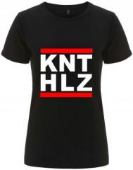 Zum tailliertes Fairtrade T-Shirt "KNTHLZ" für 18,10 € gehen.