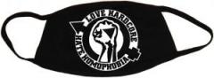 Zur Mundmaske "Love Hardcore - Hate Homophobia" für 6,50 € gehen.