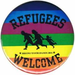 Zum 25mm Button "Refugees welcome (bunt)" für 0,90 € gehen.
