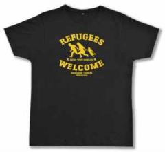 Zum Fairtrade T-Shirt "Refugees welcome Linksjugend" für 19,50 € gehen.