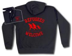 Zur Kapuzen-Jacke "Refugees welcome (rot)" für 30,00 € gehen.