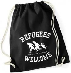 Zum Sportbeutel "Refugees welcome (weiß)" für 9,00 € gehen.