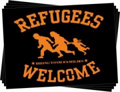 Zum Aufkleber-Paket "Refugees welcome" für 2,00 € gehen.