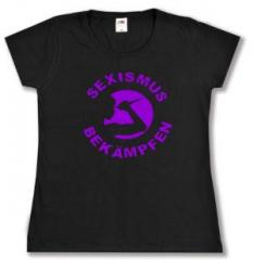 Zum tailliertes T-Shirt "Sexismus bekämpfen (lila)" für 14,00 € gehen.