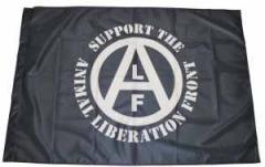 Zur Fahne / Flagge (ca. 150x100cm) "support the Animal Liberation Front (schwarz)" für 25,00 € gehen.